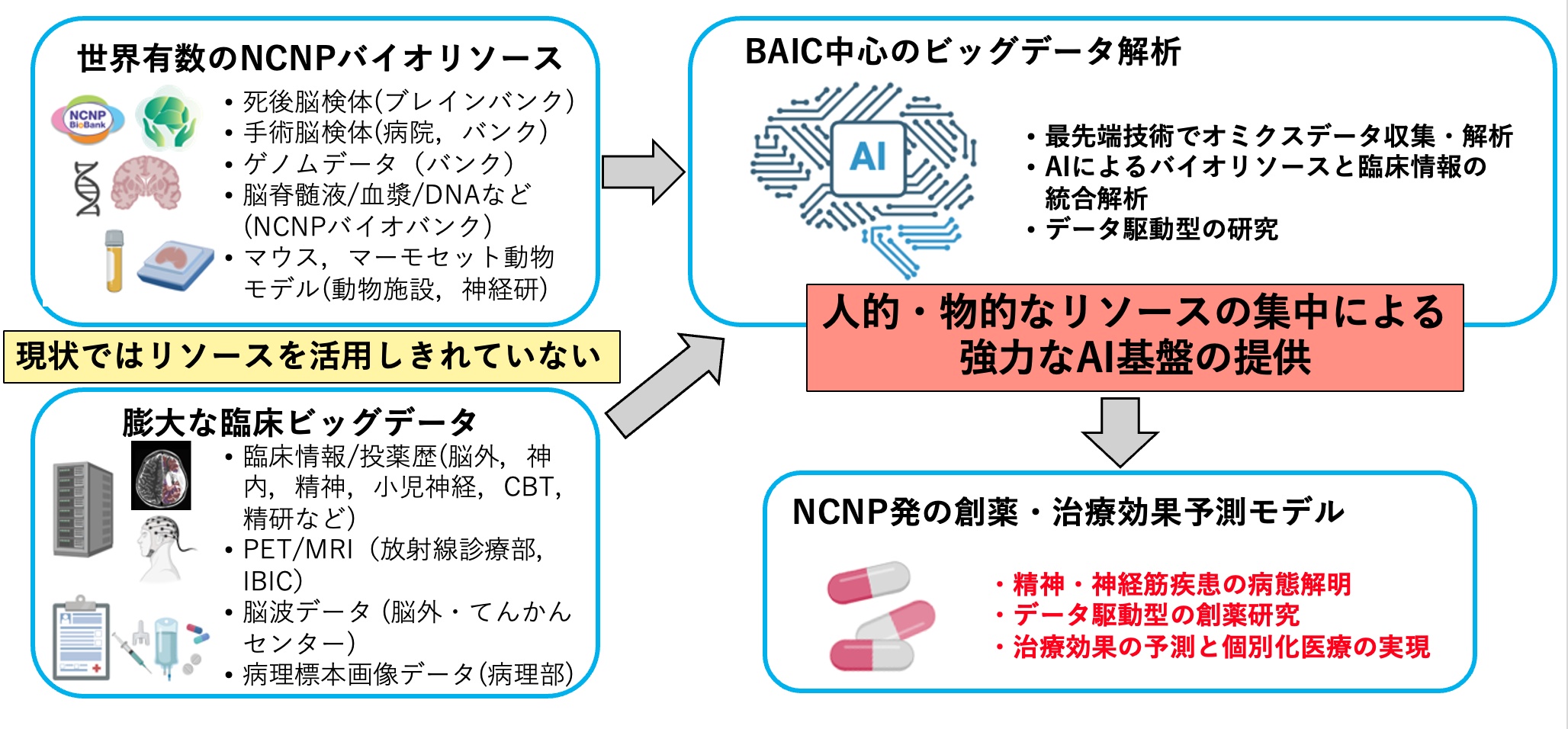 臨床・基礎ビッグデータに基づく脳病態解明・治療法開発のモデル画像